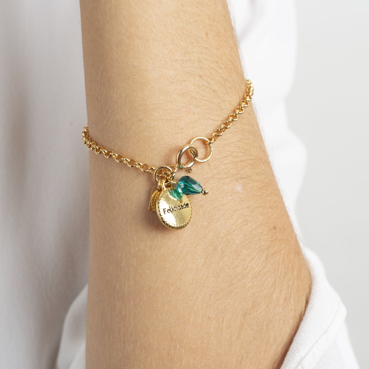 PULSEIRA DA AMIZADE FELICIDADE CORRENTE ELOS BANHO OURO