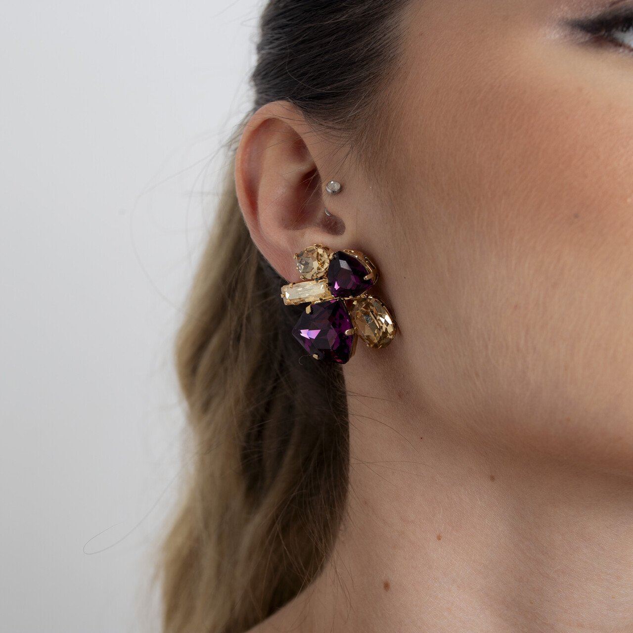 BRINCOS MIX CRISTAIS SWAROVSKI BANHO OURO