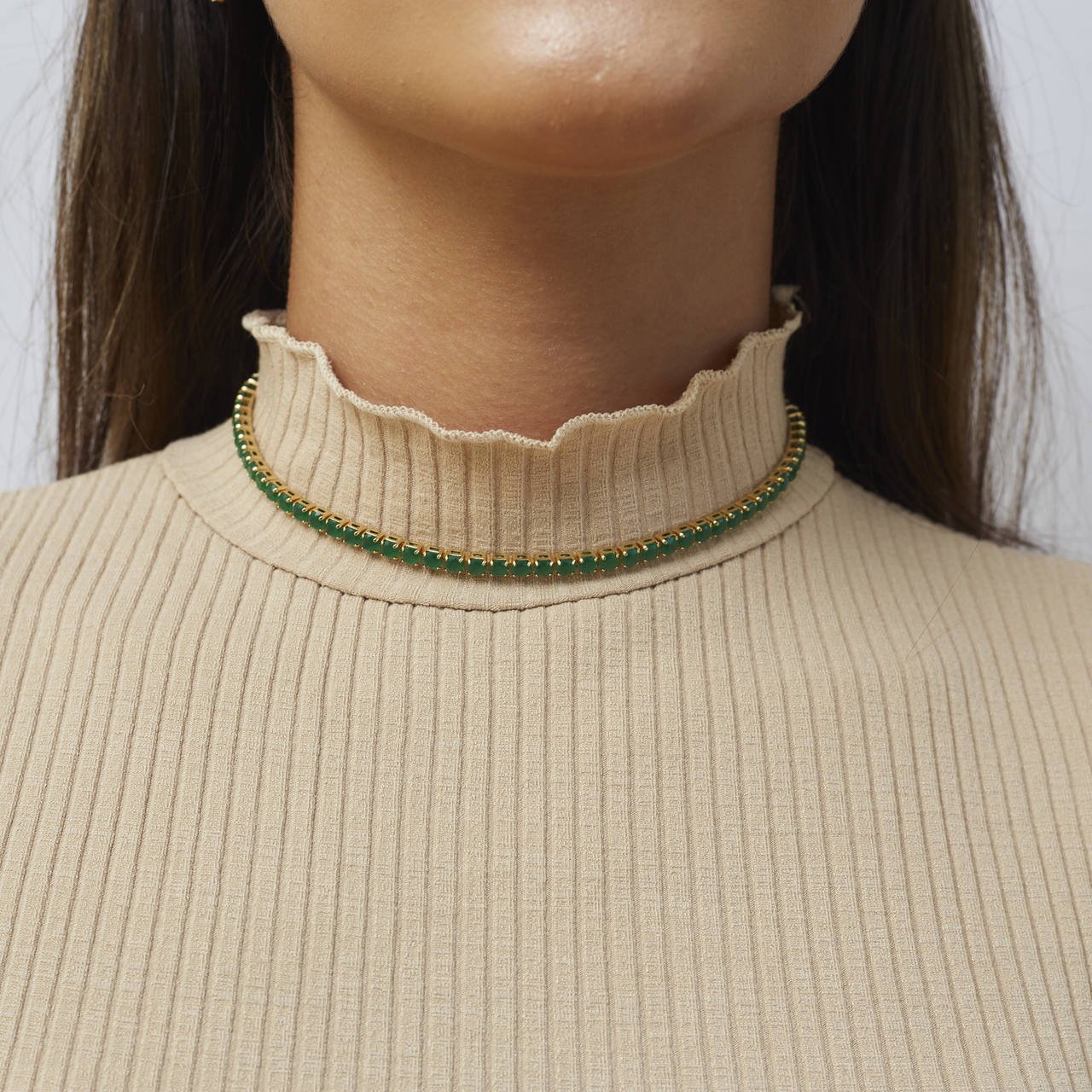 CHOKER HELÔ RIVIERA VERDE BANHO OURO