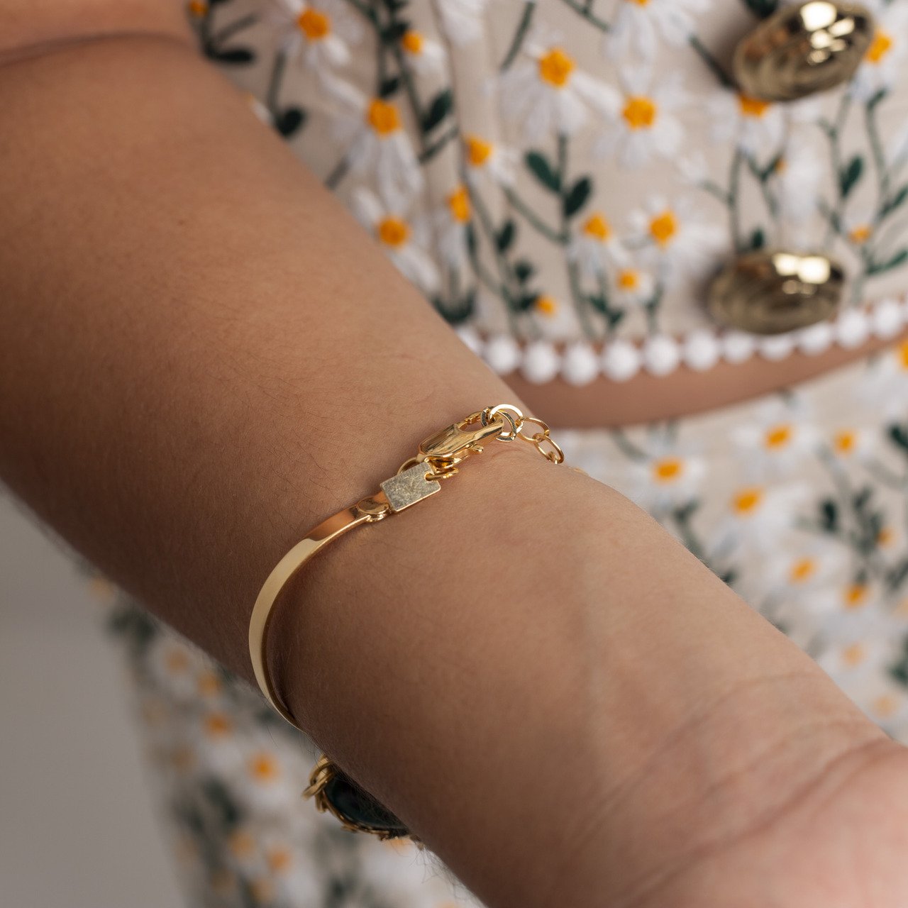 BRACELETE FELINA GREEN BANHO OURO