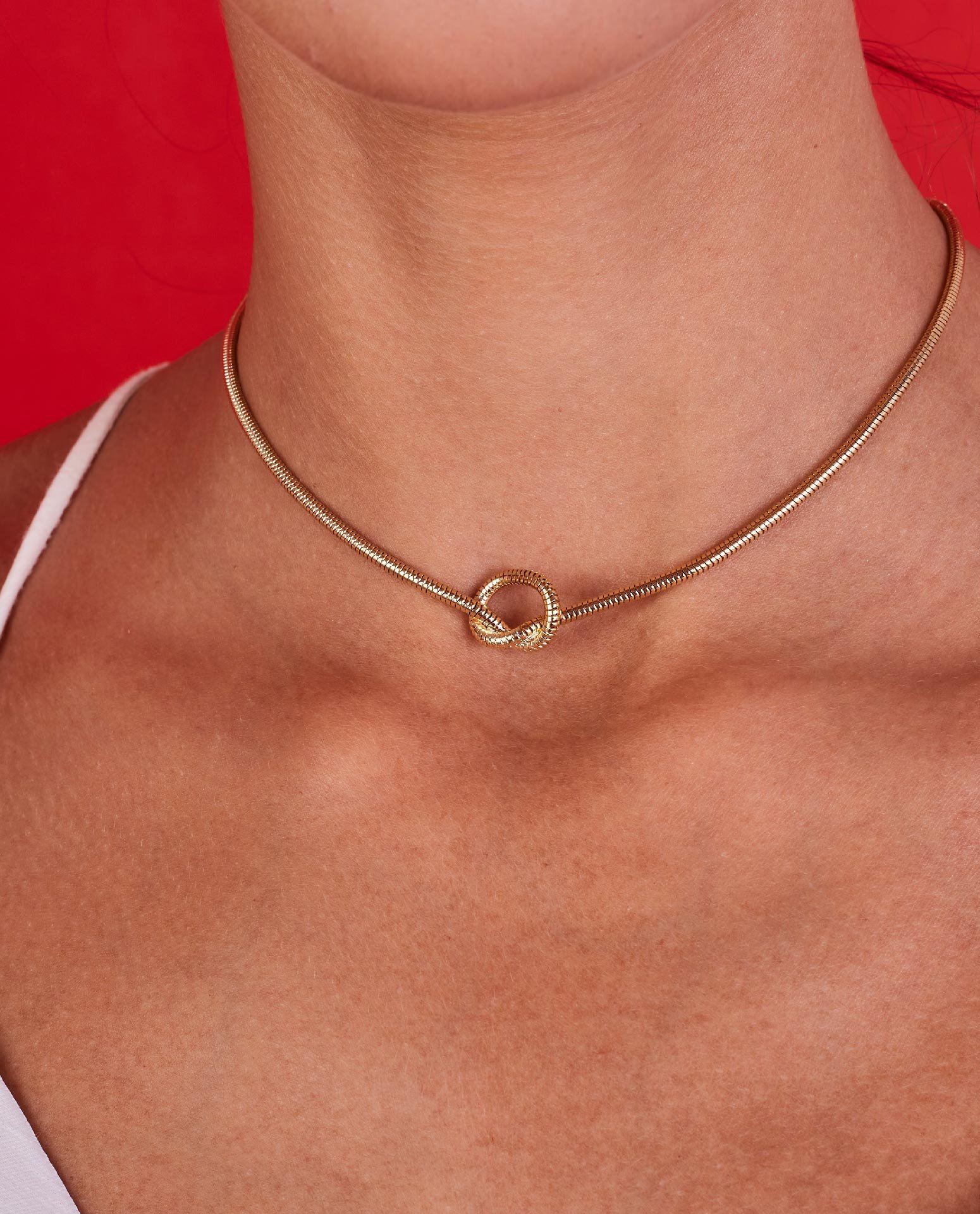 CHOKER NÓ CORRENTE RABO DE RATO BANHO OURO