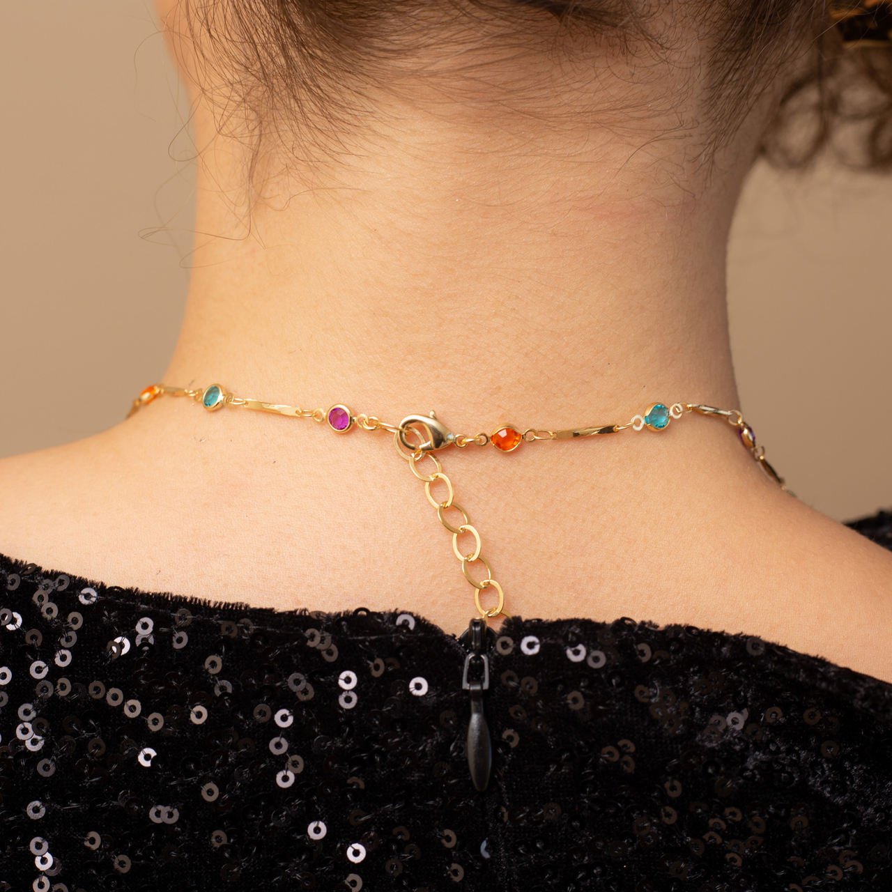 CHOKER TIFANY REDONDA COLORIDA BANHO OURO