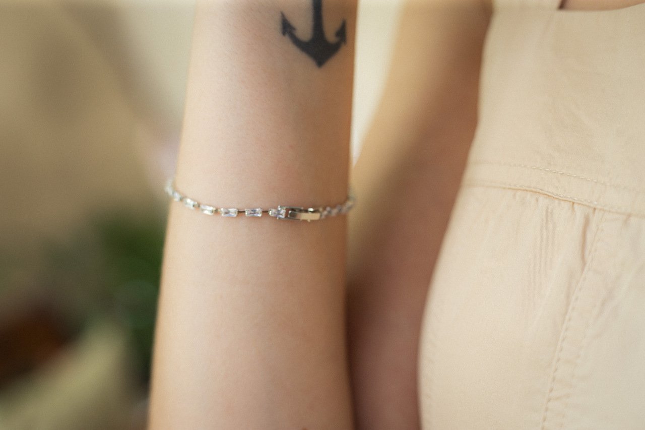 PULSEIRA ZIRC ZIRCÔNIA BANHO RÓDIO BRANCO