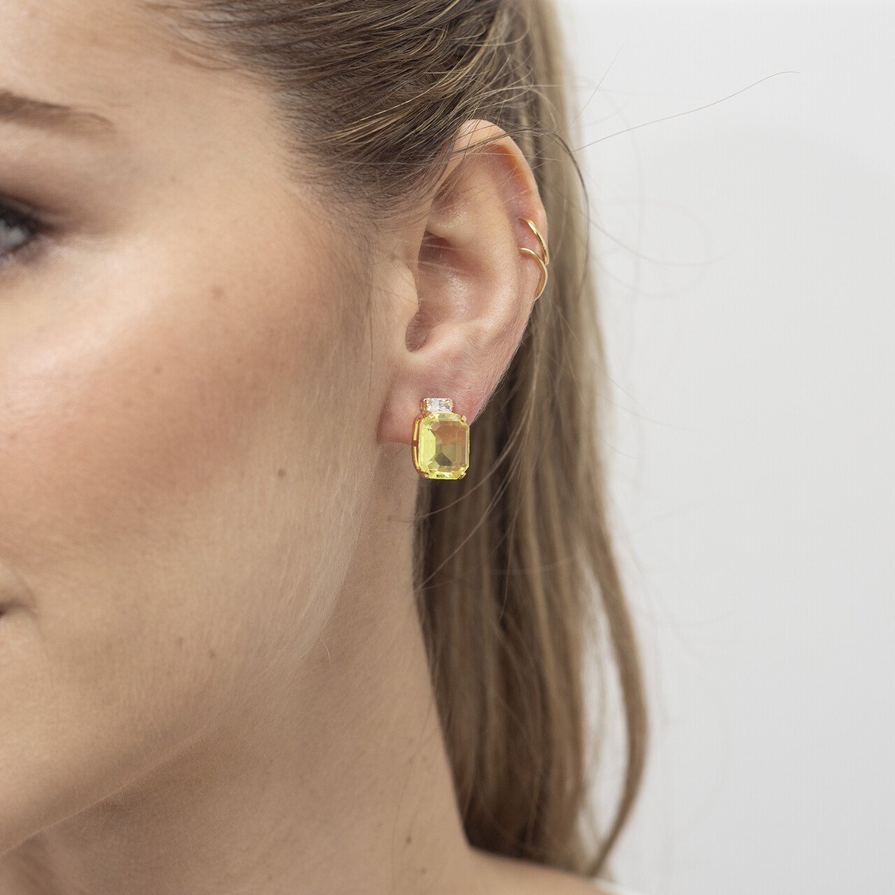 BRINCOS LUME ABUNDÂNCIA CRISTAL AMARELO COM BANHO OURO