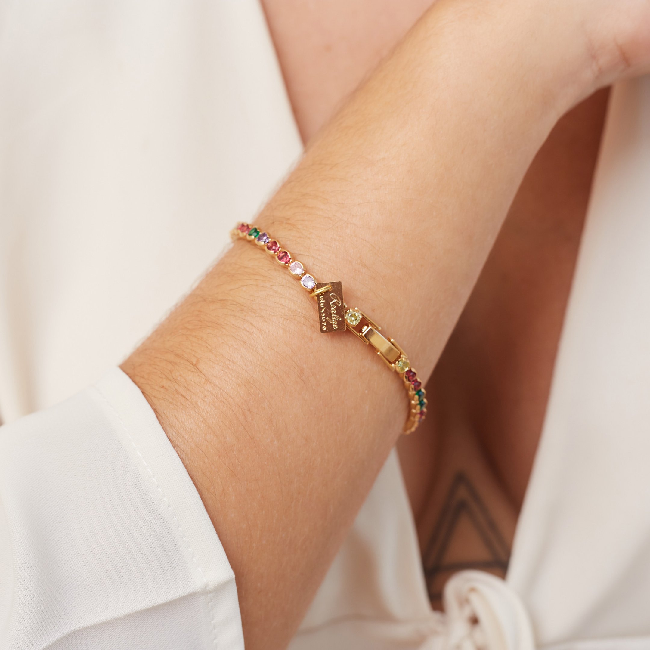 PULSEIRA COLOR RIVIERA COLORIDA FINA BANHO OURO