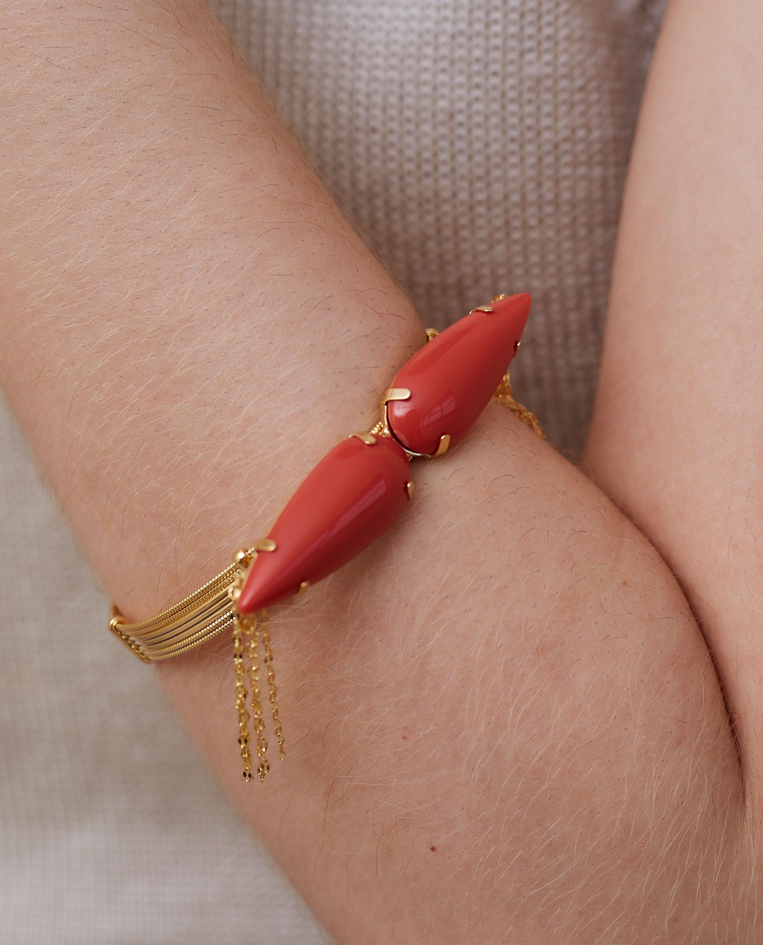 BRACELETE ANITA GOTA FINA SALMÃO BANHO OURO