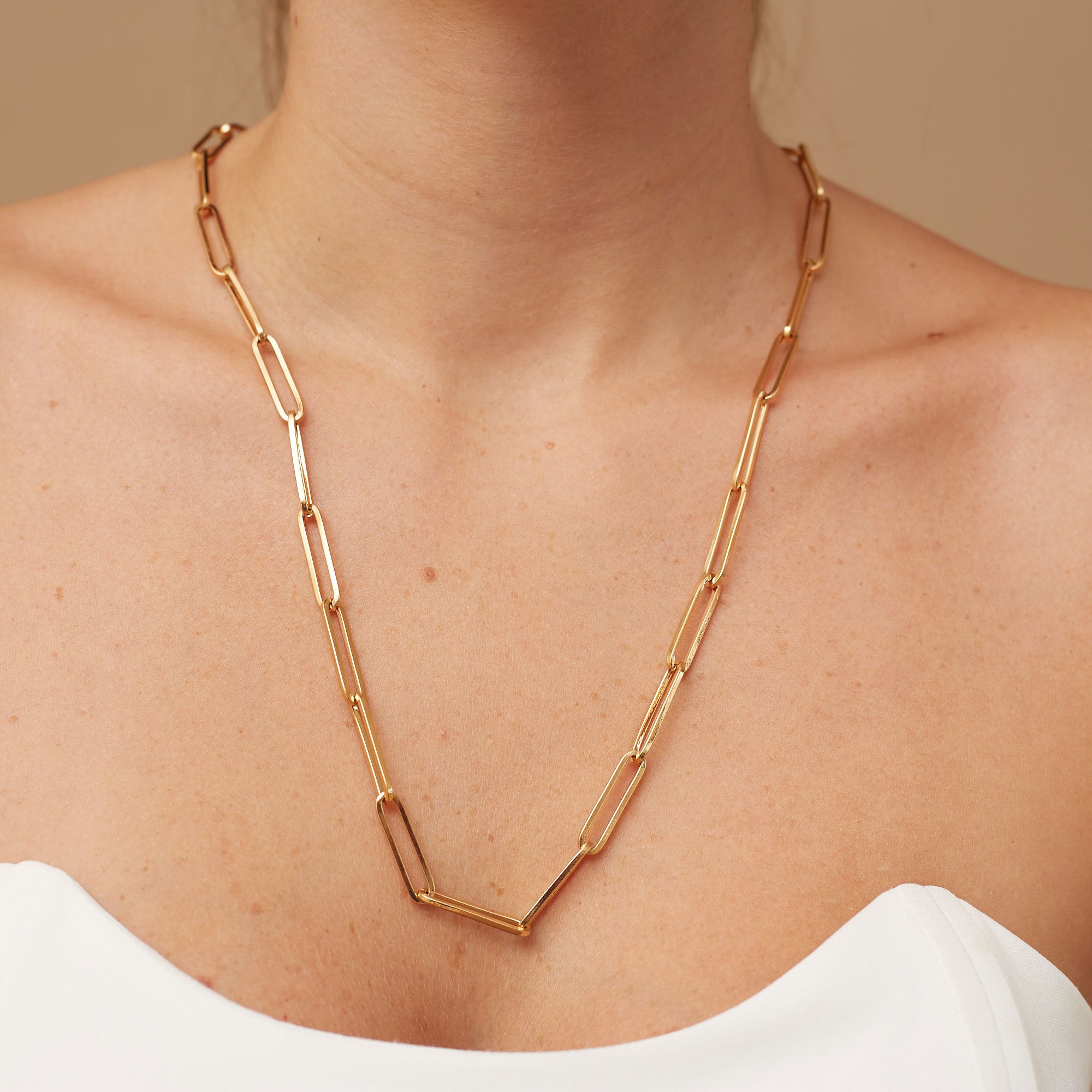 COLAR CLIP CORRENTE CADEADO BANHO OURO