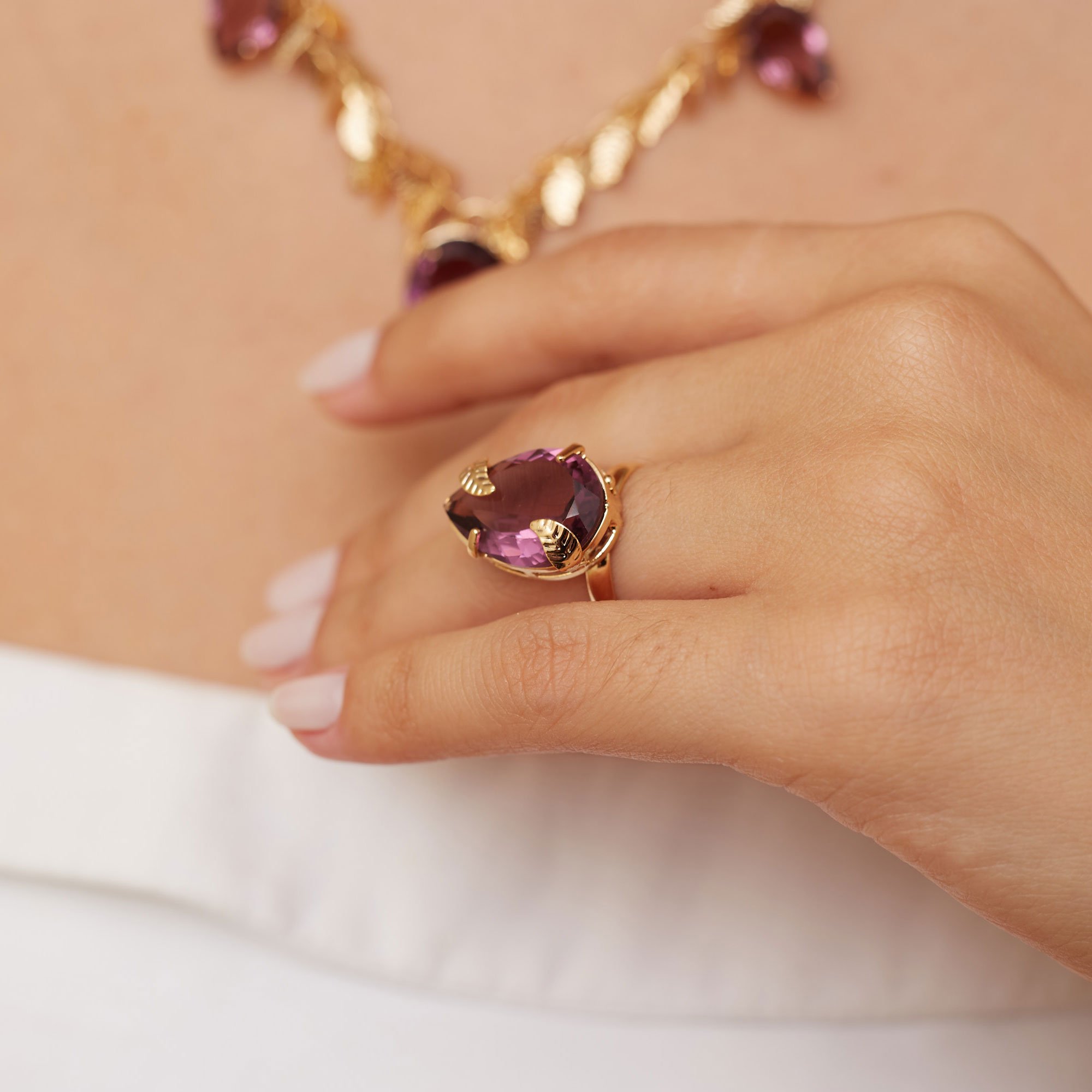 ANEL INTENSE ROXO BANHO OURO