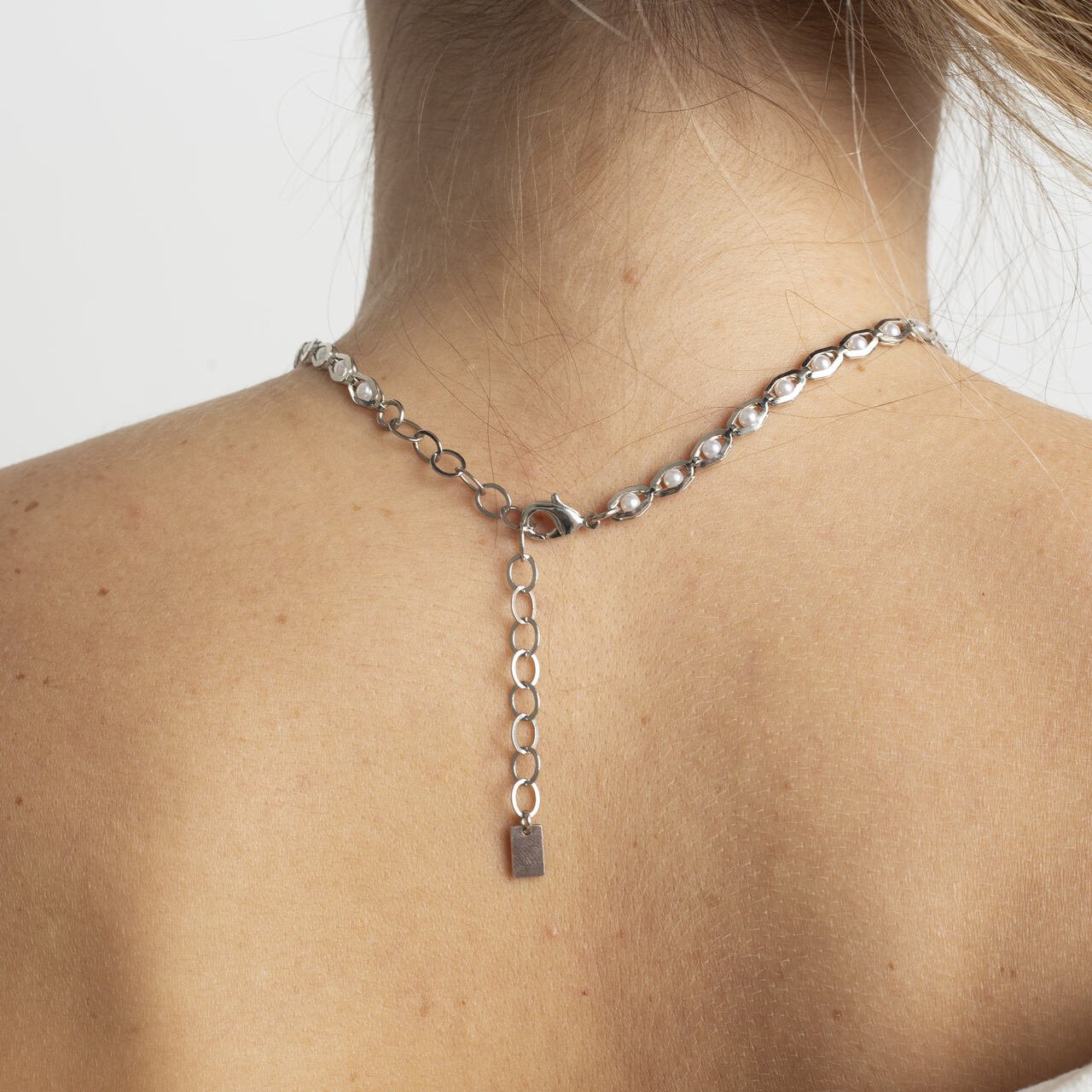CHOKER VALENÇA ELOS PÉROLAS BANHO RÓDIO BRANCO
