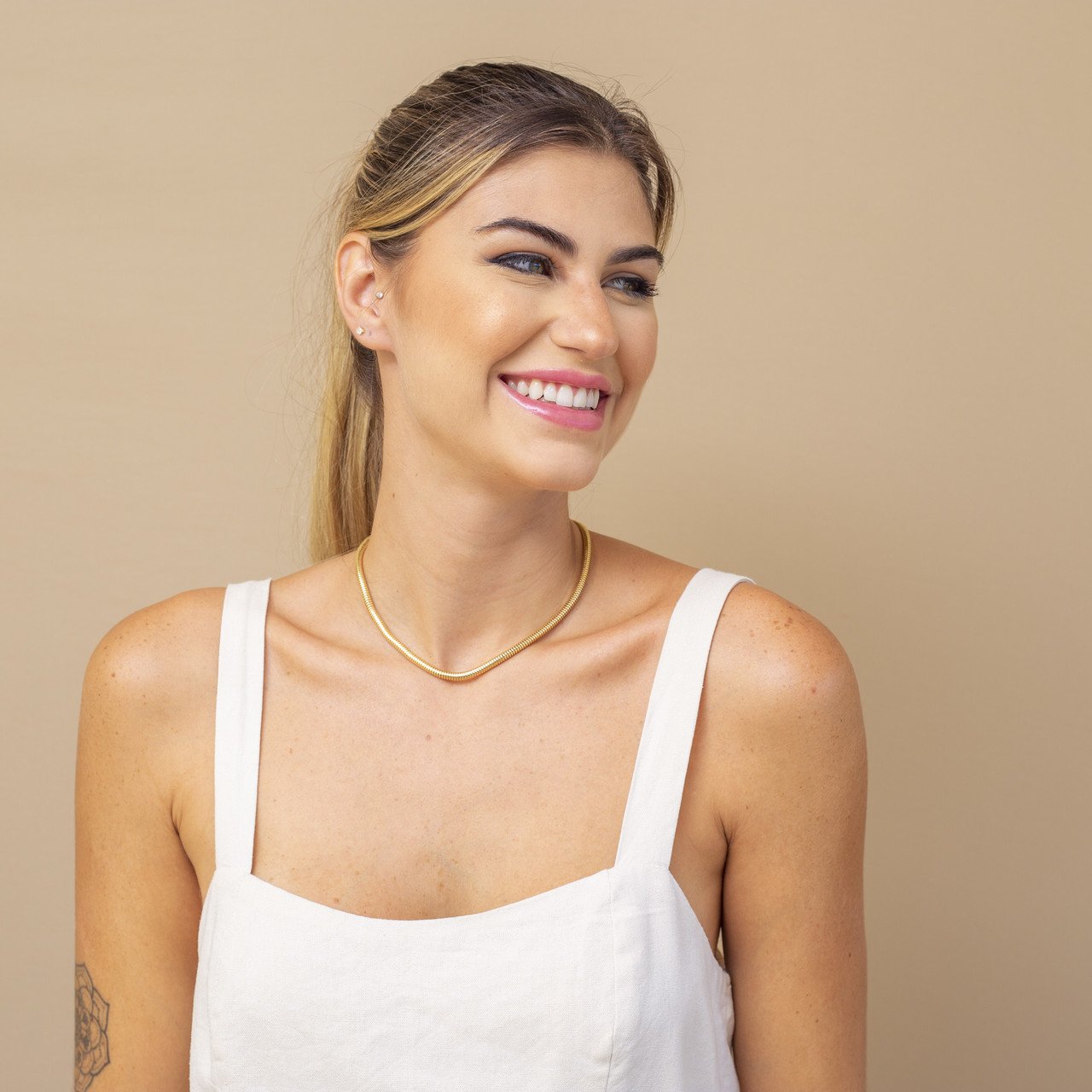 CHOKER SHADÊ CORRENTE RABO DE RATO G BANHO OURO