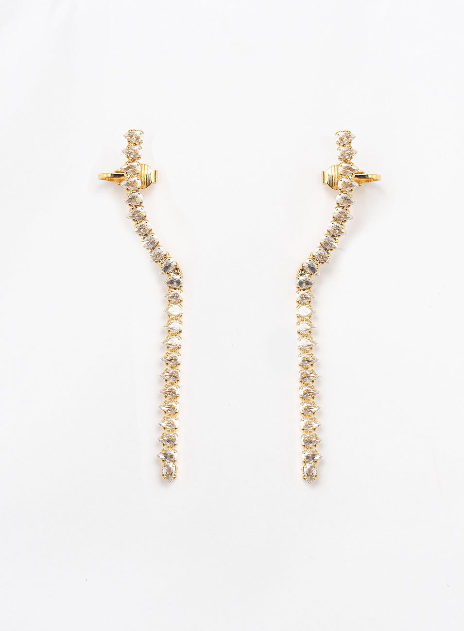 BRINCOS EAR CUFFS ZÍPER ZIRCÔNIA BANHO OURO