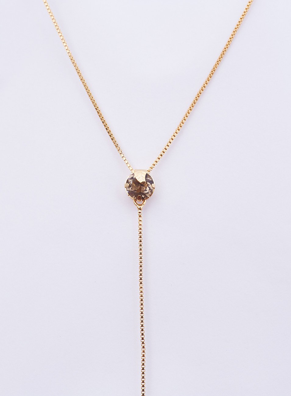 COLAR CLOF GRAVATINHA PINGENTE CRISTAL CINZA BANHO OURO