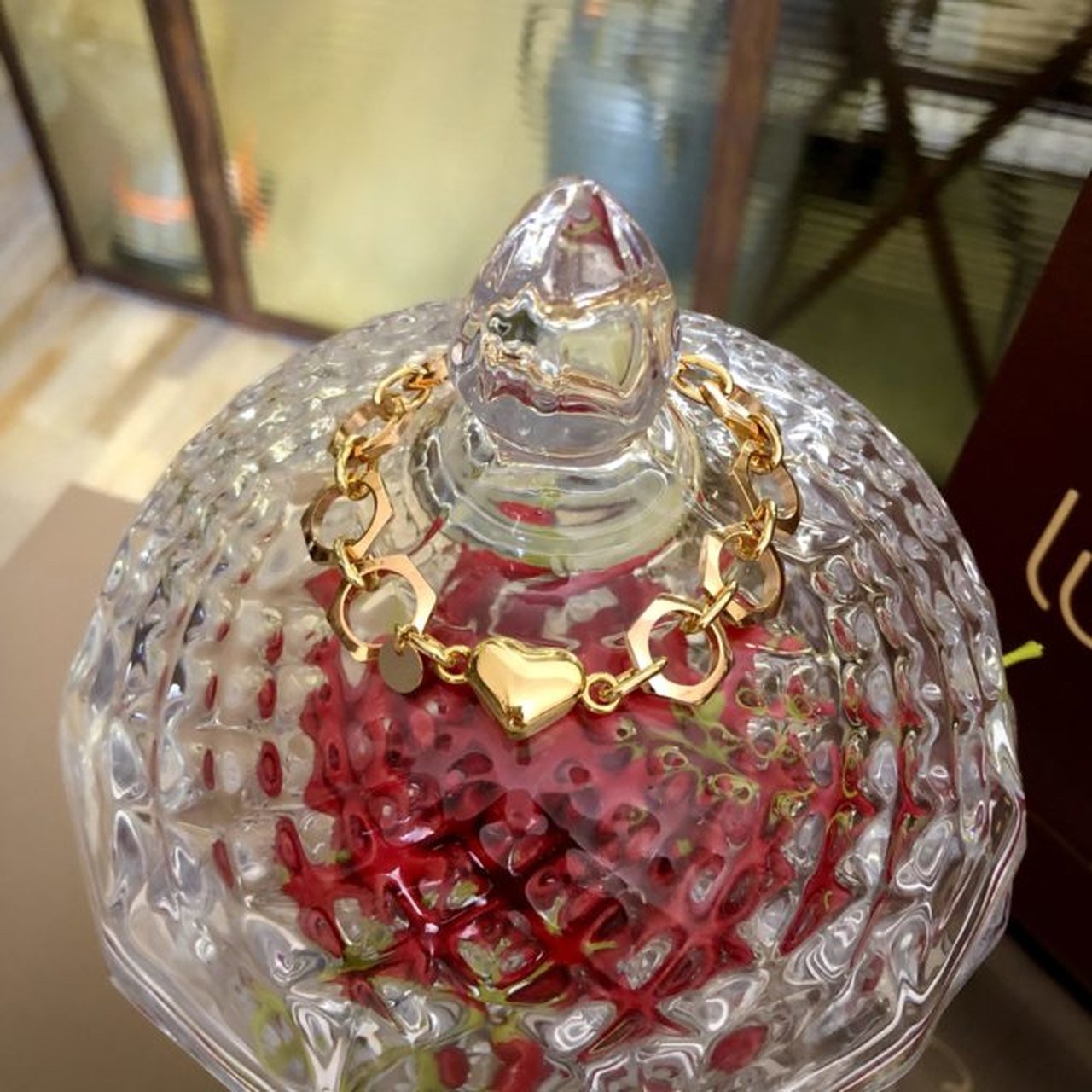 PULSEIRA RODA DA VIDA ELOS ENGRENAGEM CORAÇÃO OURO