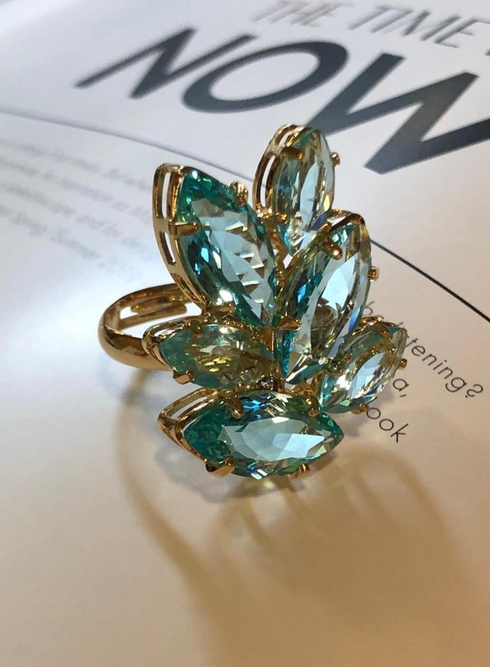 ANEL VITTA ARO ALIANÇA 6 NAVETE AZUL BANHO OURO