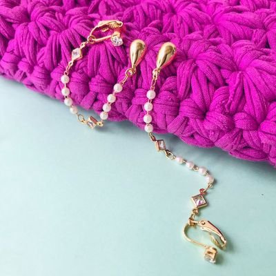 BRINCOS LADY EAR CUFFS PÉROLA ZIRCÔNIA BANHO OURO