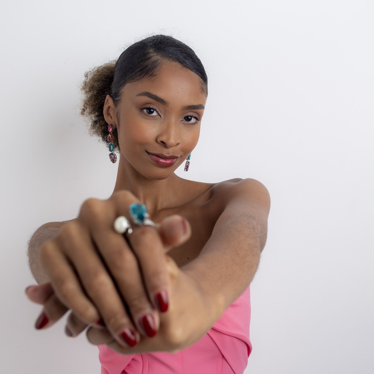 ANEL AMARICH VERDE PARAÍBA PÉROLA BANHO RÓDIO BRANCO