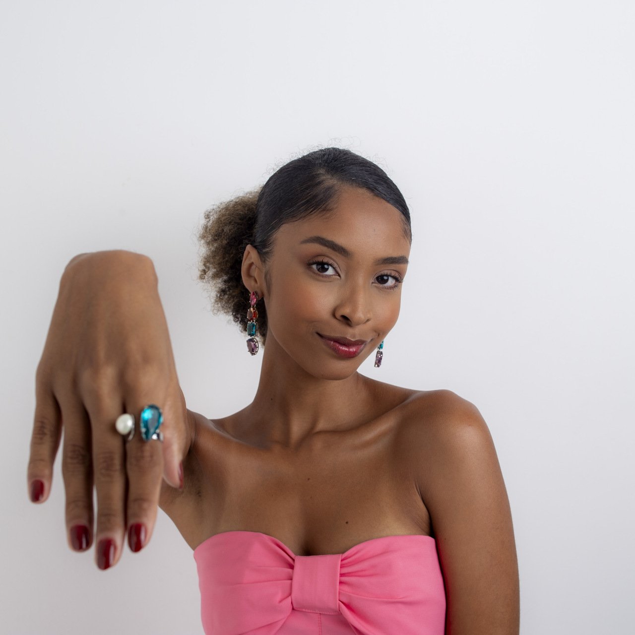 ANEL AMARICH VERDE PARAÍBA PÉROLA BANHO RÓDIO BRANCO