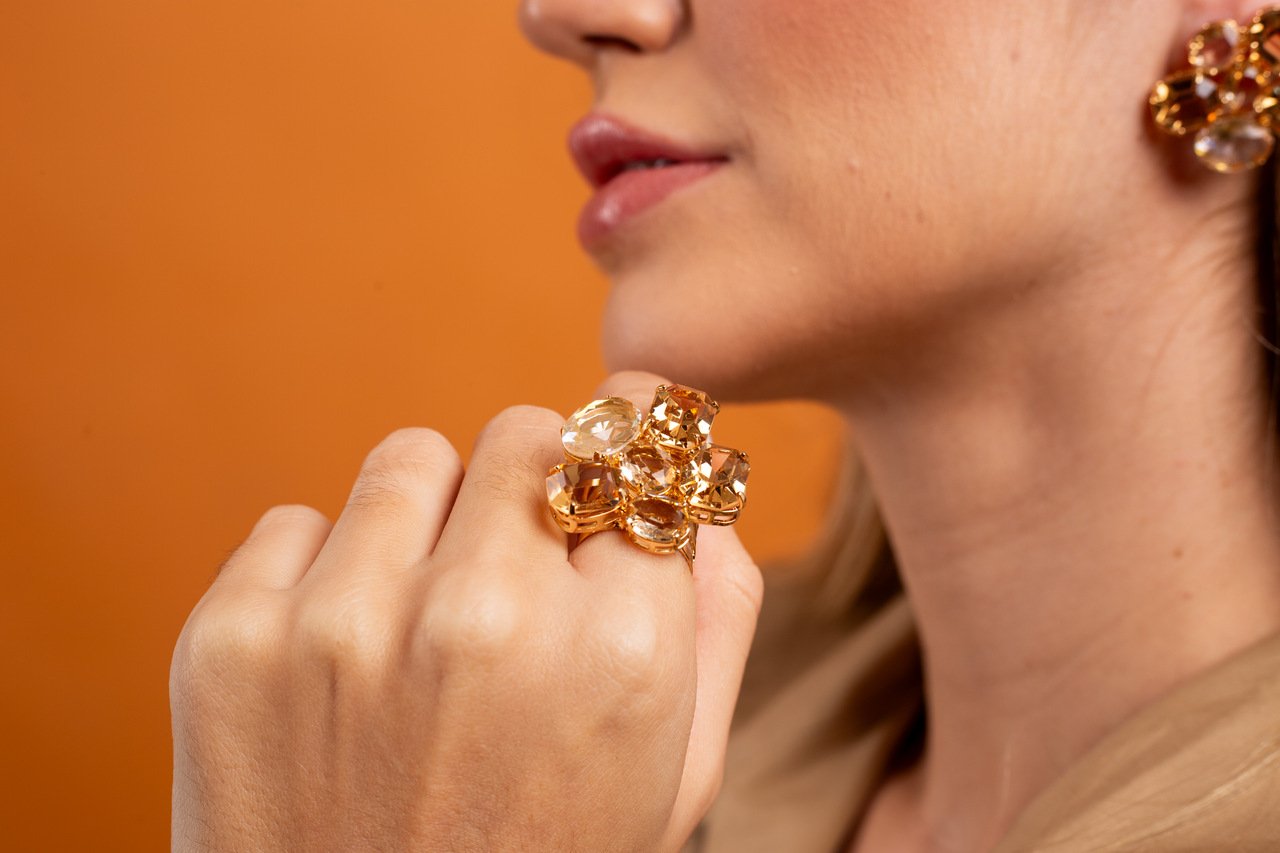 ANEL AMARO CRISTAIS CHAMPANHE BANHO OURO