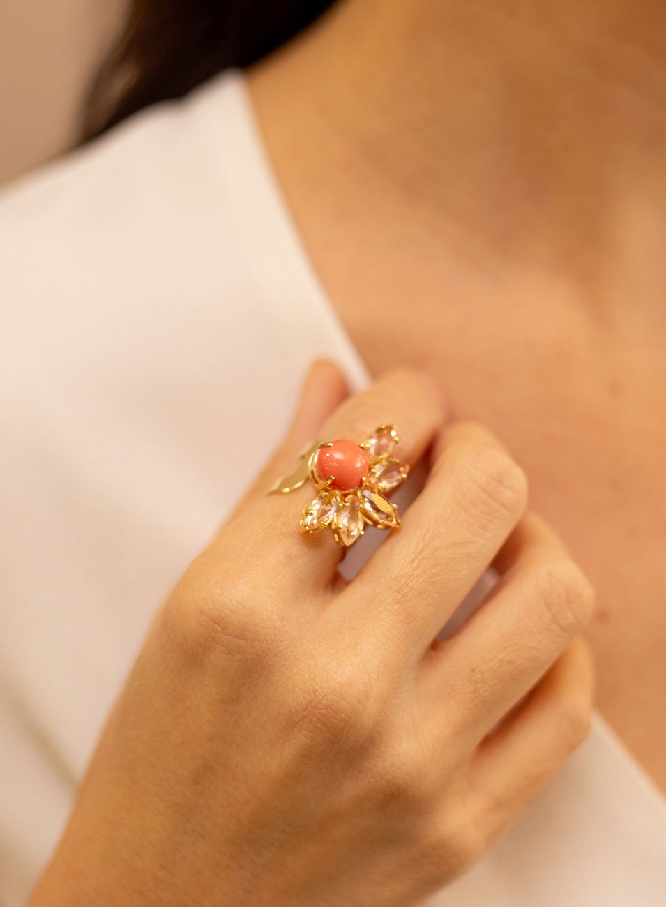 ANEL LANG MINI ROSÊ E CORAL OURO