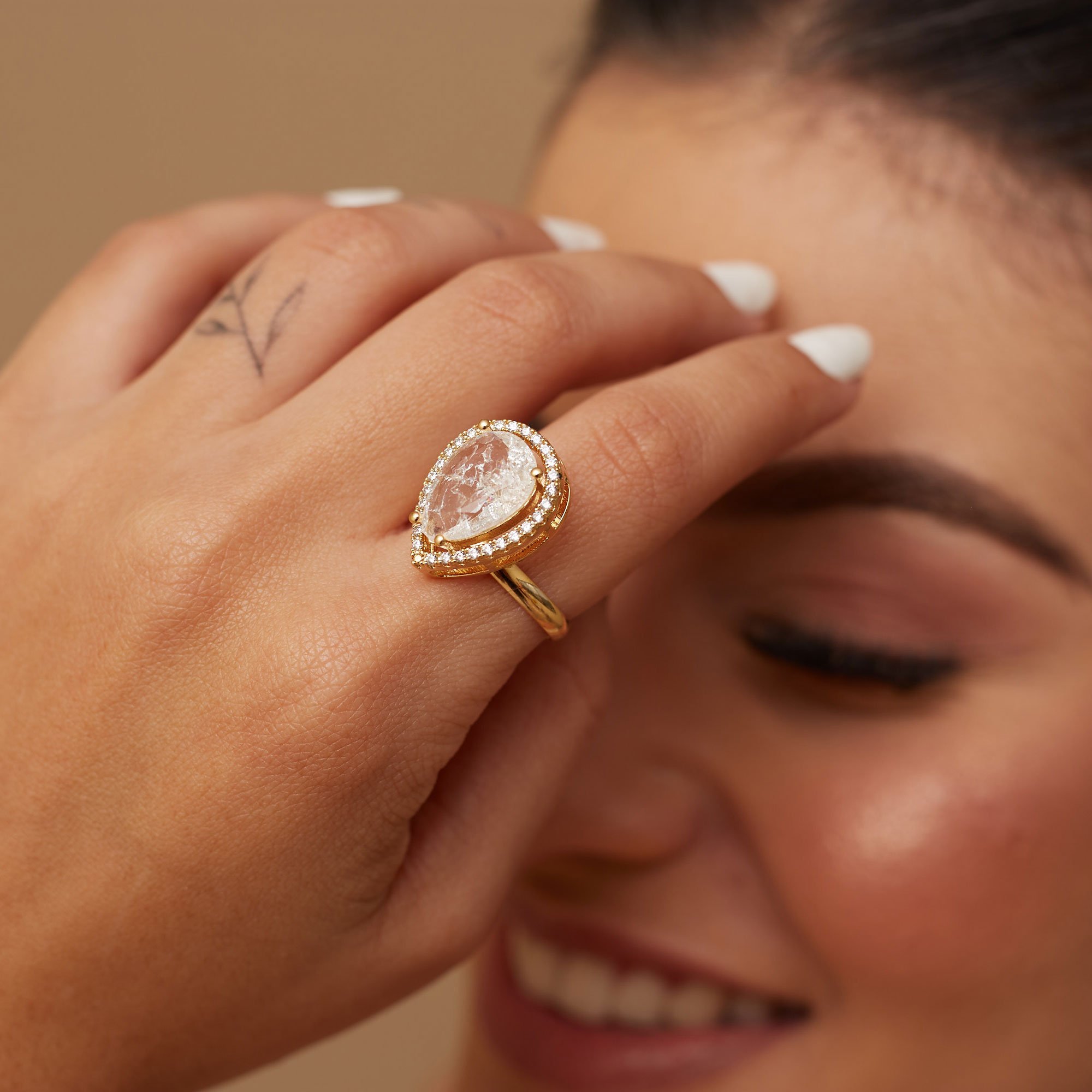 ANEL MABÊ CRISTAL FUSION INCOLOR BANHO OURO