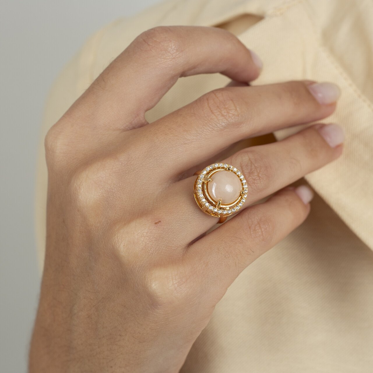 ANEL VICK PÉROLA ROSA ZIRCÔNIA BANHO OURO