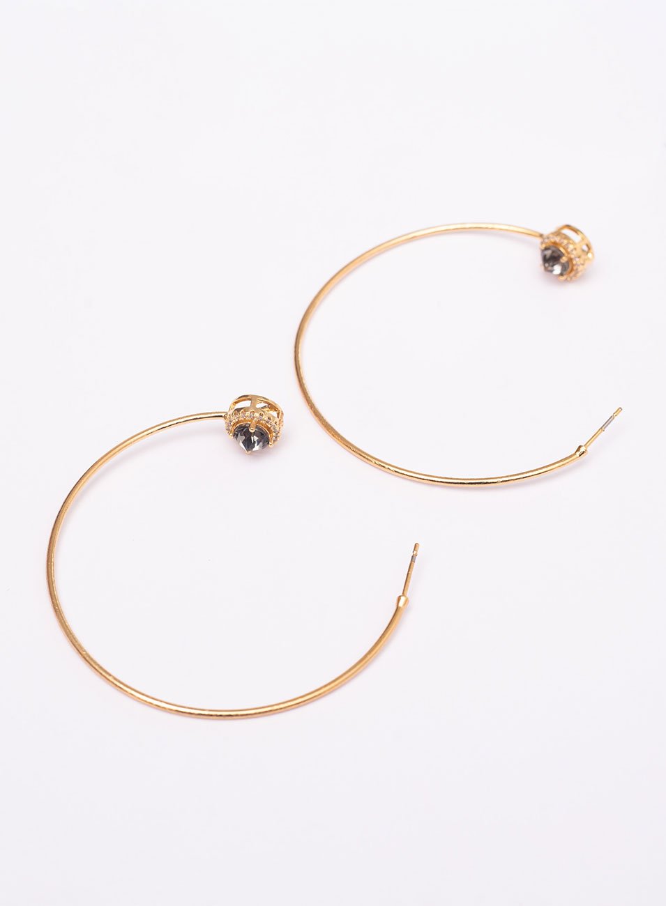 ARGOLA BELLIS CRISTAL CINZA E ZIRCONIAS BANHO OURO