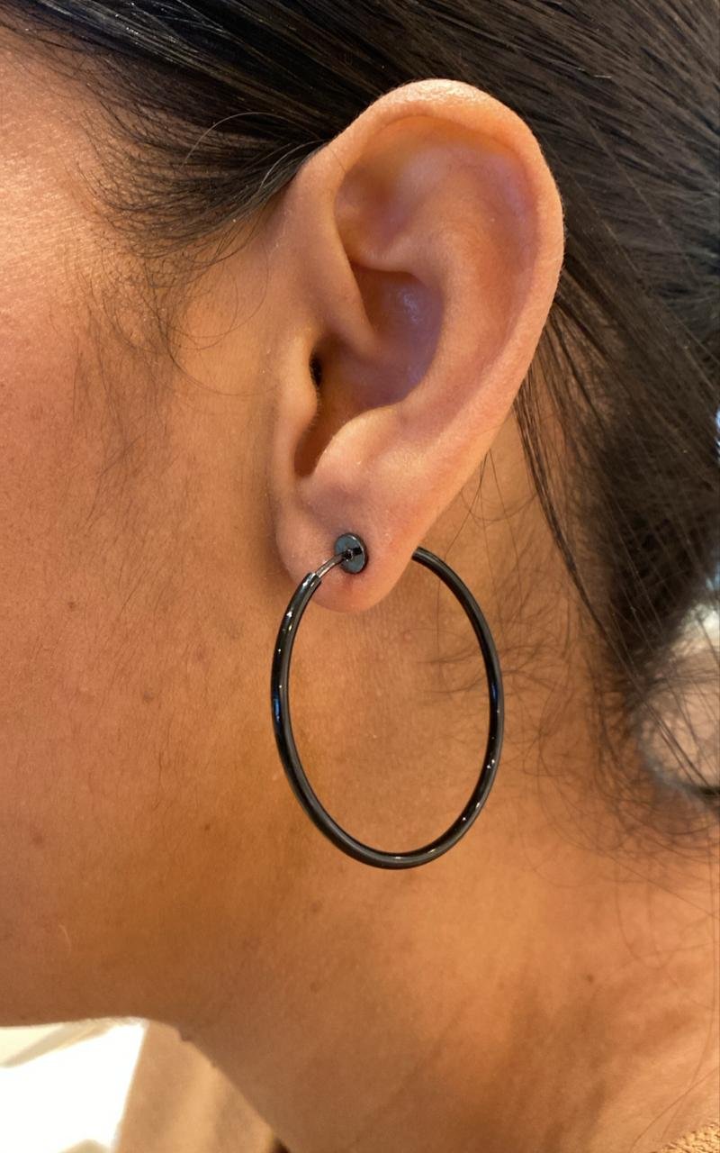 ARGOLA PRESSÃO BANHO RÓDIO NEGRO