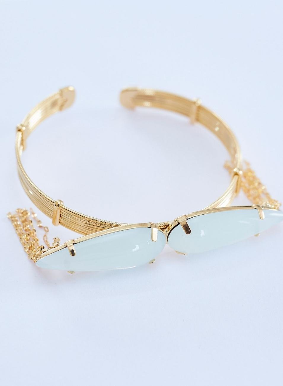 BRACELETE ANITA GOTA FINA AZUL BANHO OURO