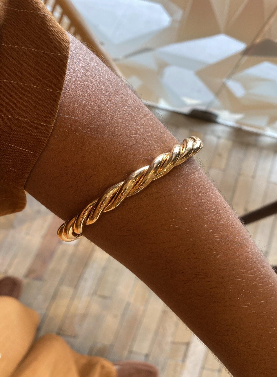 BRACELETE ARO TRANÇADO BANHO OURO