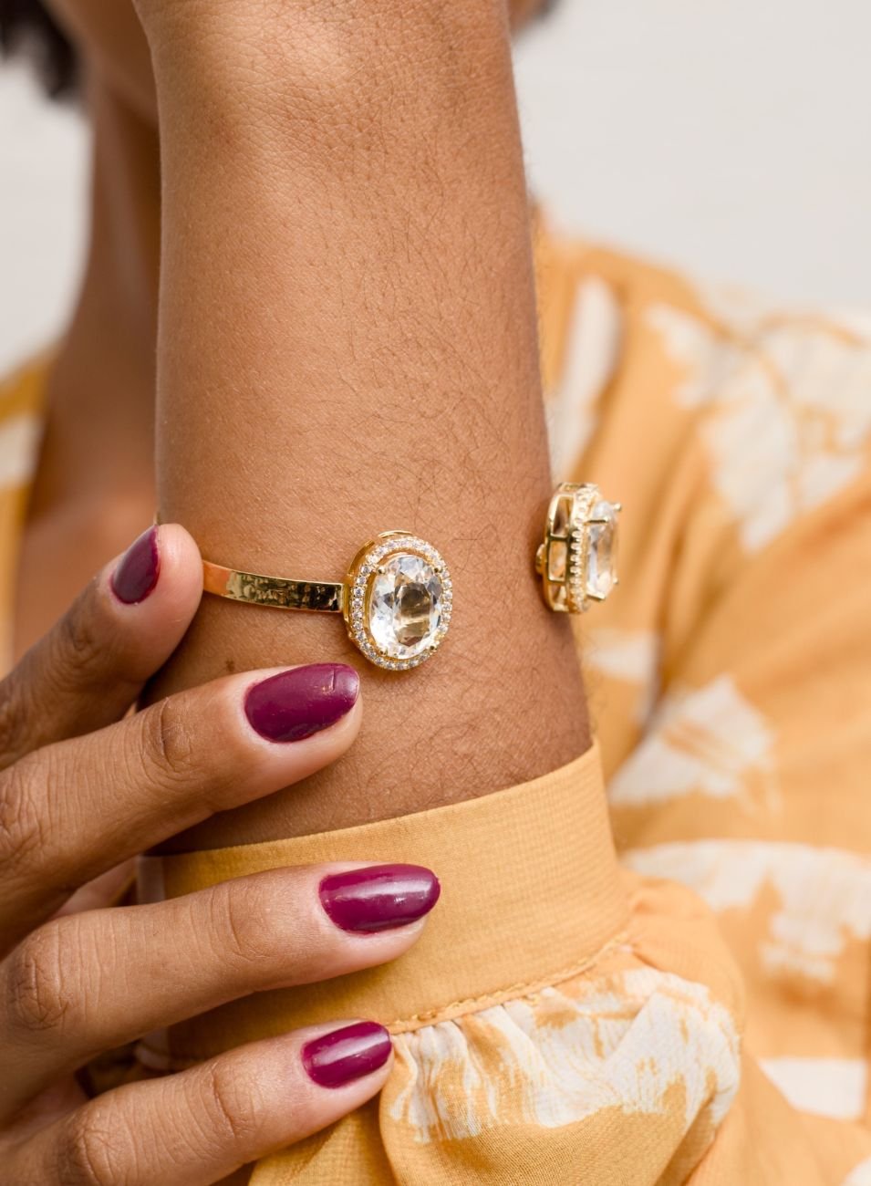 BRACELETE NINA DUO OVAL INCOLOR BANHO OURO