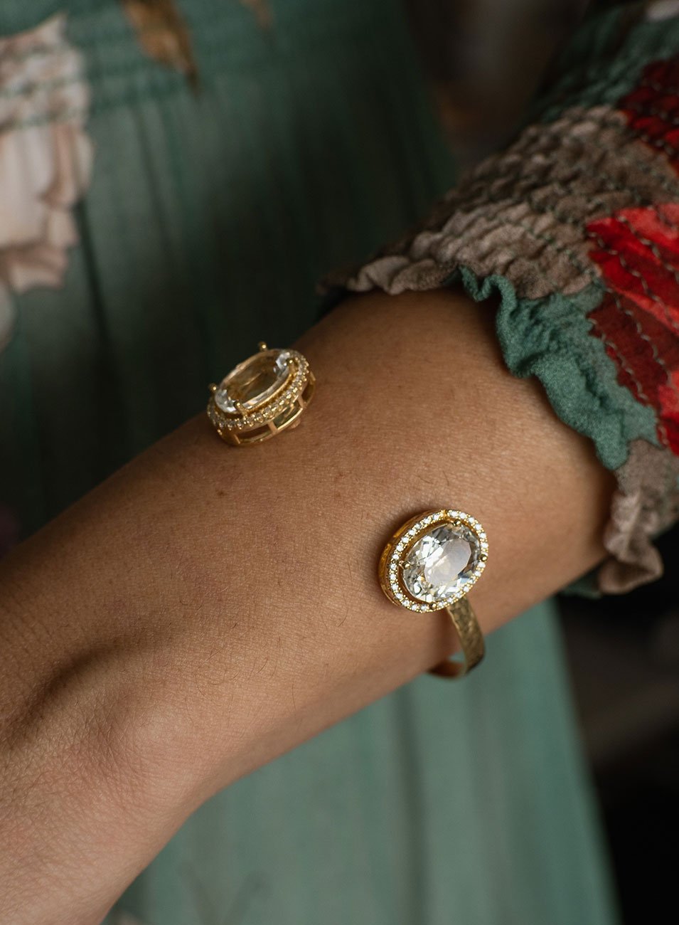 BRACELETE NINA DUO OVAL INCOLOR BANHO OURO