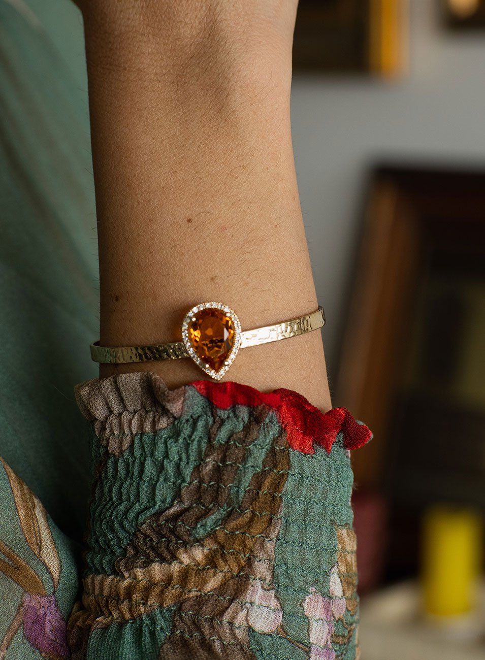 BRACELETE NINA GOTA ÂMBAR BANHO OURO