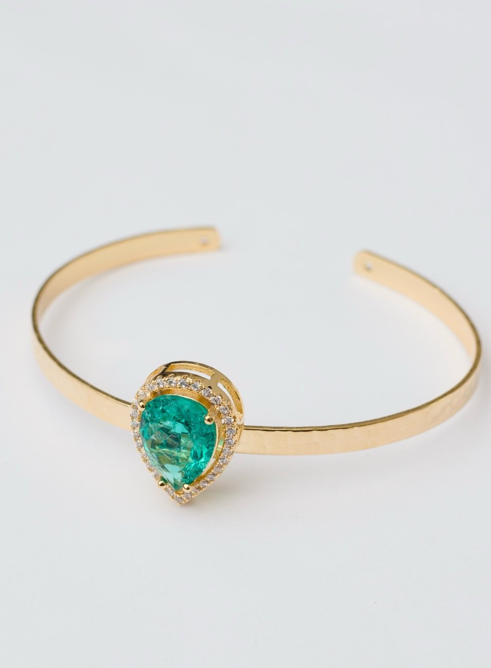 BRACELETE NINA GOTA VERDE BANHO OURO