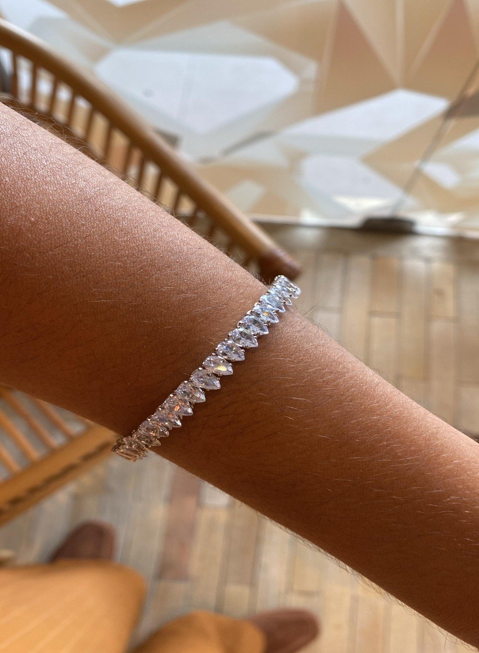 BRACELETE RAIN ZIRCÔNIAS BANHO RÓDIO BRANCO