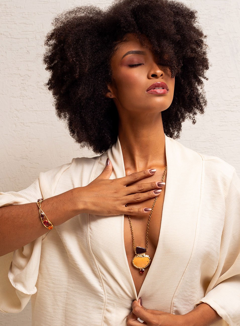 BRACELETE SPRITZ LARANJA, ROXO E ROSA BANHO OURO