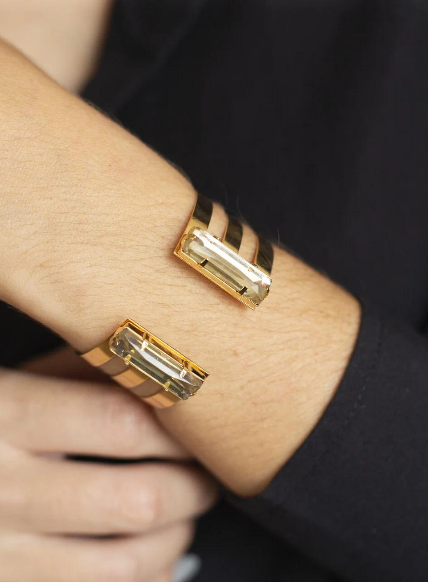 BRACELETE TENOR RESINA CHAMPANHE BANHO OURO