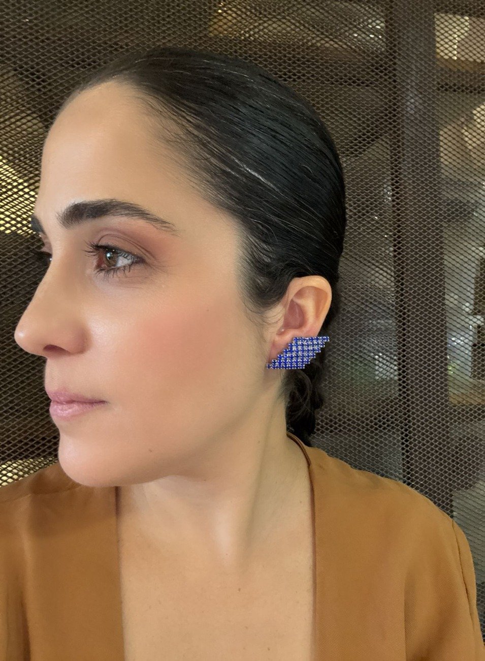 BRINCO DEGRADÊ ZIRCÔNIA AZUL BANHO RÓDIO BRANCO