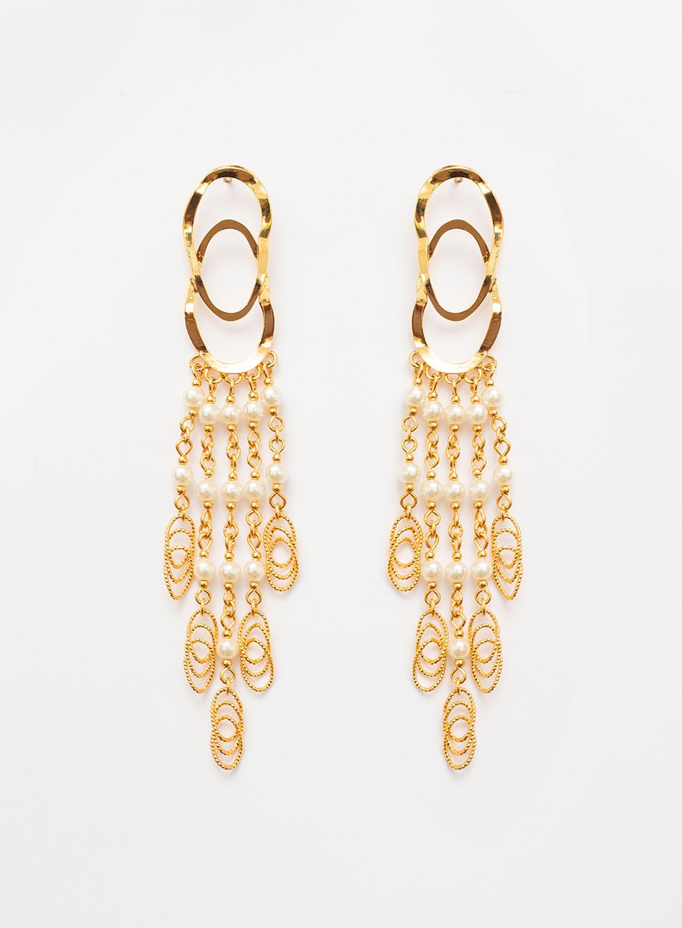 BRINCOS ALICIA PÉROLAS INFINITAS BANHO OURO