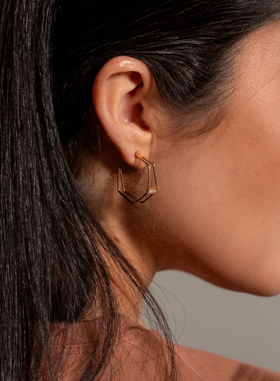 BRINCOS ARGOLA HEXAZOE BANHO OURO