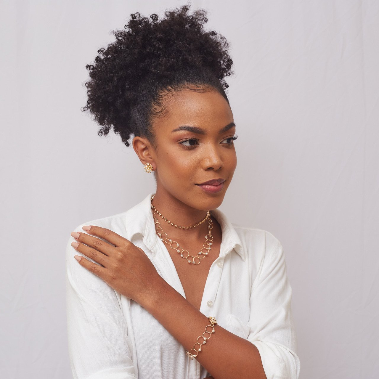 BRINCOS CALM CHUVEIRINHO COM CRISTAIS INCOLOR PRESSÃO