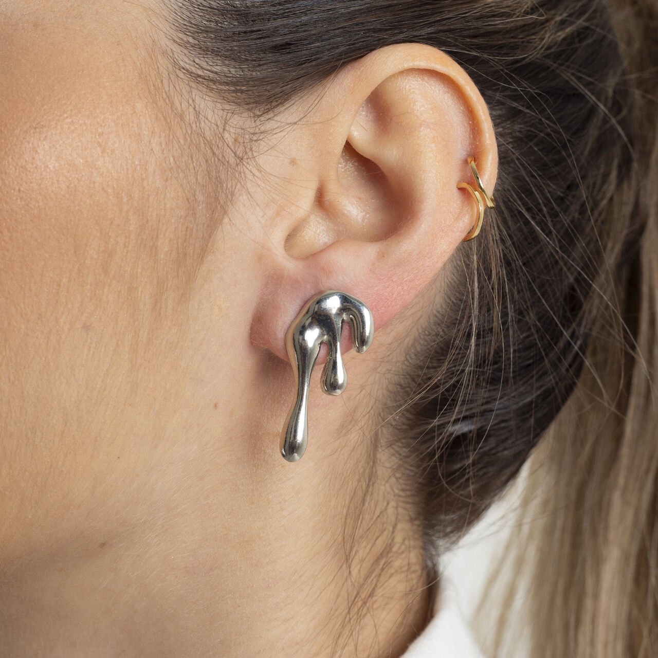 BRINCOS CHAPA ORGÂNICAS VENEZA BANHO RODIO BRANCO