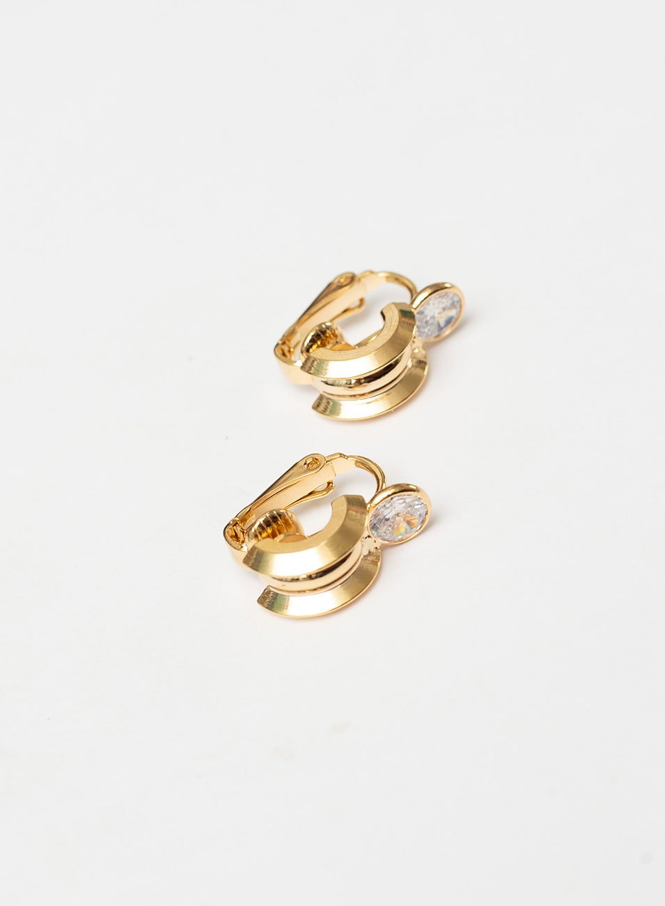 BRINCOS LADY ART DÉCO COM ZIRCÔNIA PRESSÃO BANHO OURO 