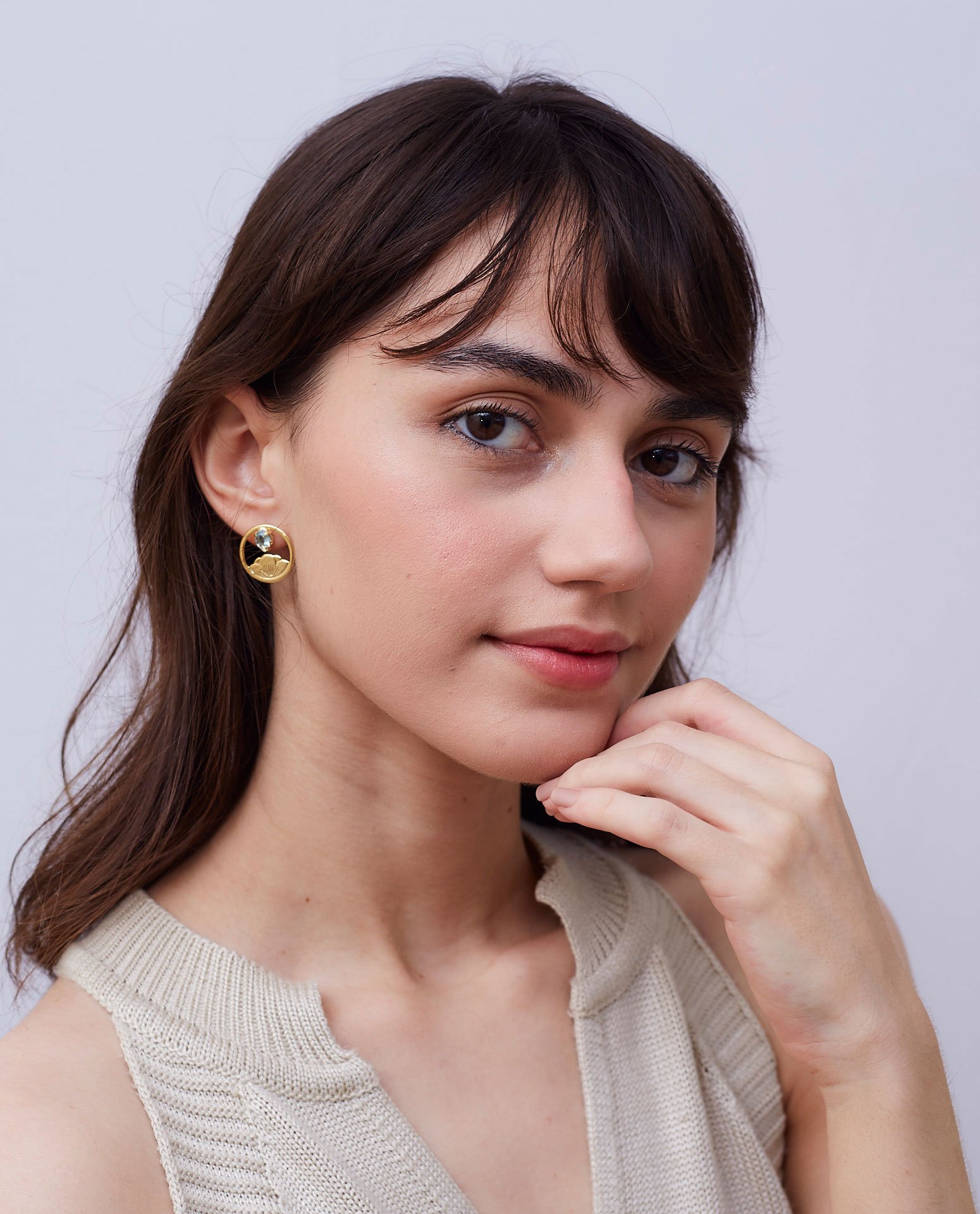 BRINCOS LIRA AZUL CLARO BANHO OURO