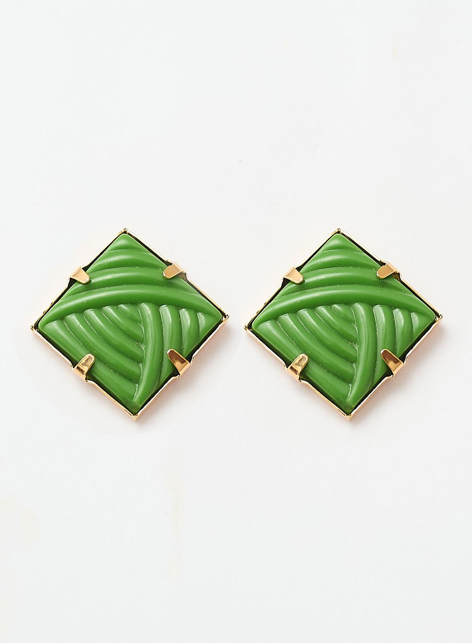 BRINCOS LOSANGO GREEN BANHO OURO