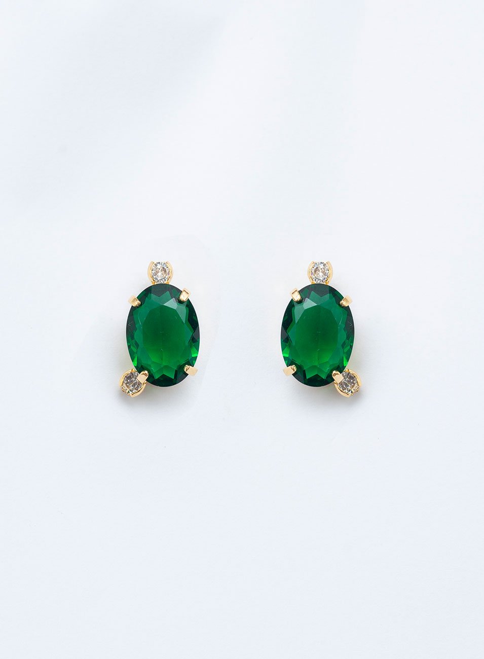 BRINCOS MARY CRISTAL VERDE ESMERALDA ZIRCÔNIA BANHO OURO