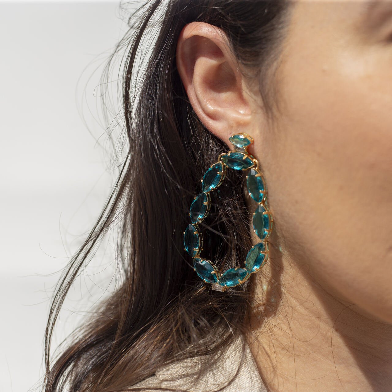 BRINCOS MISTIC CRISTAIS AZUL PARAÍBA BRASIL BANHO OURO