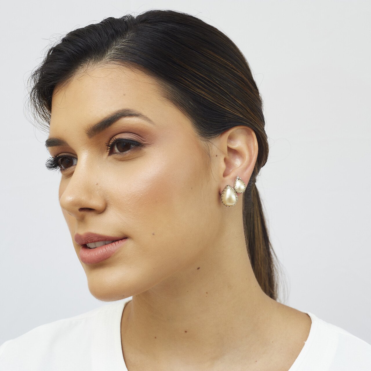 BRINCOS PADILLA GOTA PÉROLA M BANHO RÓDIO BRANCO