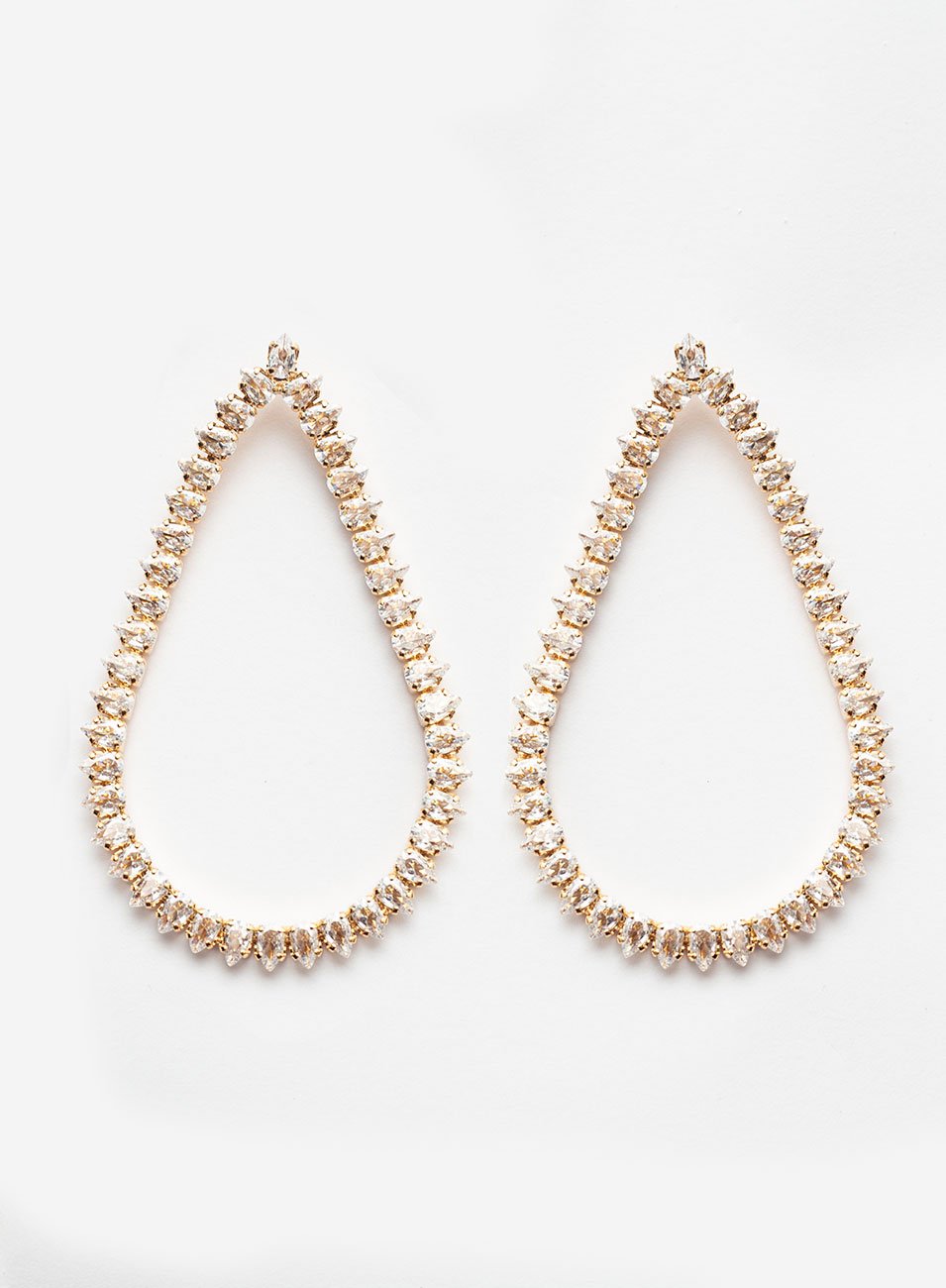 BRINCOS RAIN ZIRCONIA GOTA INCOLOR BANHO OURO