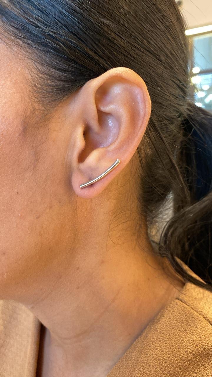 BRINCOS TALOS ORIENTAIS BANHO RÓDIO BRANCO