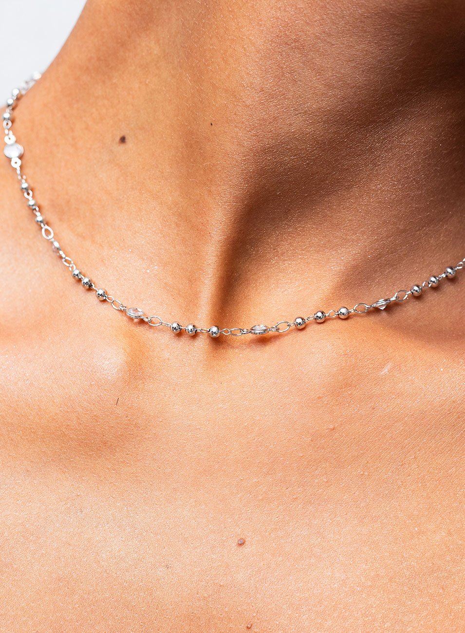 CHOKER AMÉLIA BANHO RÓDIO BRANCO